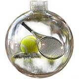 ComfyHarbor Transparenter Acryl-Weihnachtsball, 8 cm, Sport-Design, Ornament mit Baseball-Golf-Fußball-Mustern für den Weihnachtsbaum, Tischdekoration oder Hochzeitsort (Tennis)