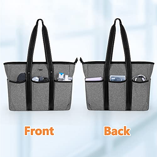 Damero Nurse Tote Bags with Purse Organizer Insert, Nurse Bags for Work with Padded 15.6'' Laptop Sleeve and Multiple Pockets, Grey4