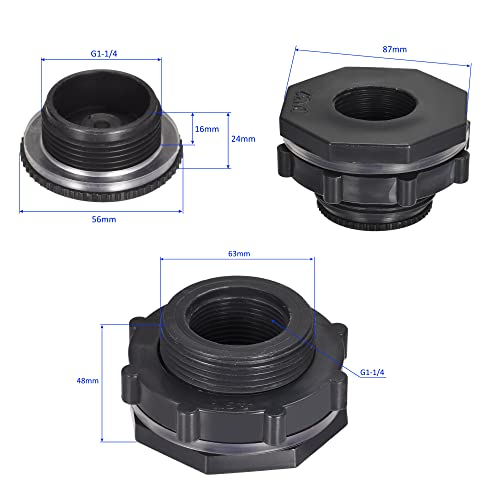 M METERXITY 1 Set PVC Bulkhead Fitting, Threaded Bulkhead Water Tank Connector, with Plug Fitting, Apply to Aquariums - Image 3