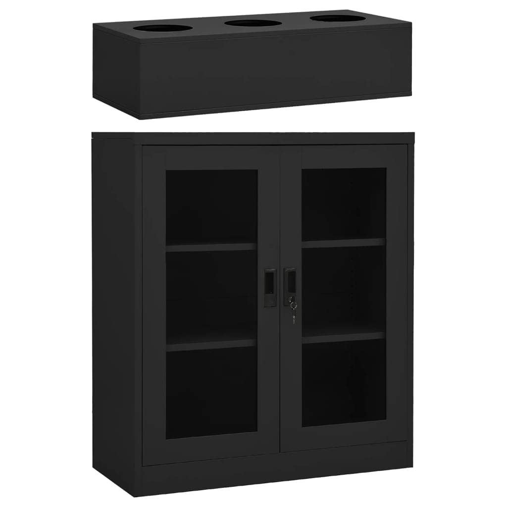 Portaoggetti Armadietti e stipi Mobiletto Multiuso Armadietto Autoportante Armadio Ufficio con Fioriera Antracite 90x40x128 cm in Acciaio per ufficio, armadietti in soggiorno, camera da letto e scuola