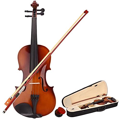 Juego de violín de tilo | Tamaño completo 4/4 | Violín acústico hecho a mano para adultos y principiantes | Artesanía de madera premium | Incluye lazo, colofonia, funda protectora | Tono cálido rico