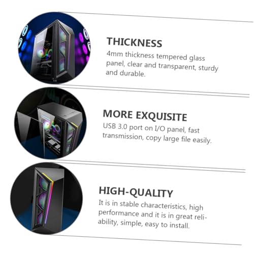 Gabinete Vaguelly RGB Mid Tower para computadora Gaming con panel lateral templado, soporte ATX, diseño elegante para oficina y entusiastas de la computadora miniatura 6