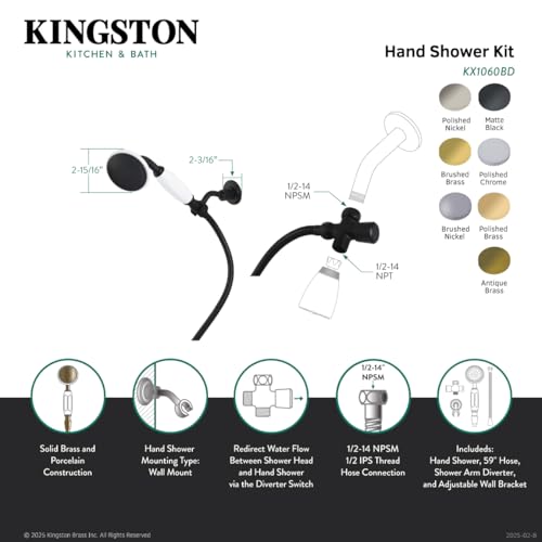 Kit de Ducha Manual Kingston Brass KX1068BD Níquel Cepillado miniatura 3