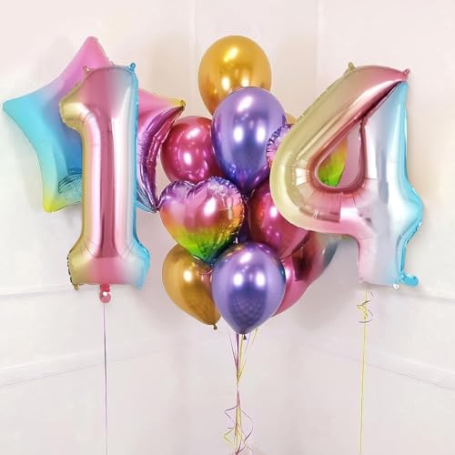 Image of Rozi Decoration Gradient 32 Inch Large 4 Number Foil Balloons Set of - 1 Pcs | Helium & Air Supported 4 Number Rainbow Theme Foil Balloons Decorations Items