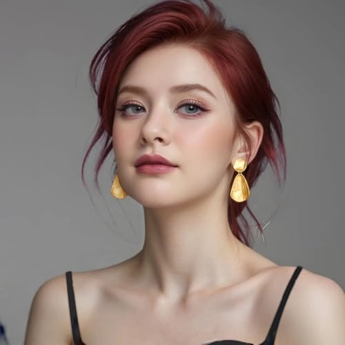 Womens Gold and Silver Mixed Metal Geometric Chunky Dangle Earrings 18k Gold Plated Trendy Silvery Two-Tone Long Lasting Minimalist Fashion Jewelry (golden) - image 4