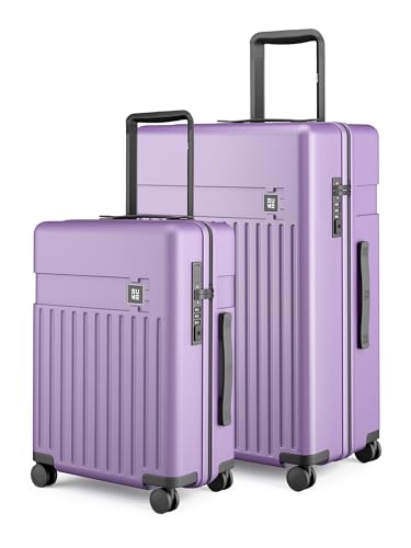 Image of EUME Classic Cabin 55 Cm and Check-in Large 75 Cm Luggage Trolley Bags for Travel - Set of 2 (Violet Ash) | Polycarbonate (PC) 8 Hinomoto Wheels Suitcase | Cabin Trolley Bags | Luggage
