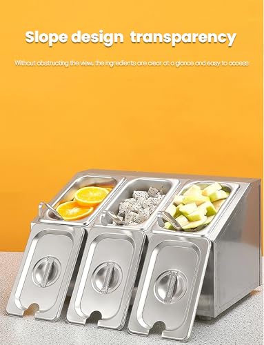 Contenitori per condimenti con padelle e coperchi, dispenser inclinato per un facile accesso a insalate, marmellate, frutta e ingredienti, organizzazione della cucina