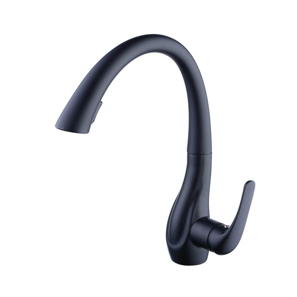 BHFPFZA High Arc Pull-Down Kitchen Faucet Modern Single Handle Brass Mixer Tap Hot & Cold Water Kitchen Sink Sprayer Sleek Design for Easy Use and Versatility