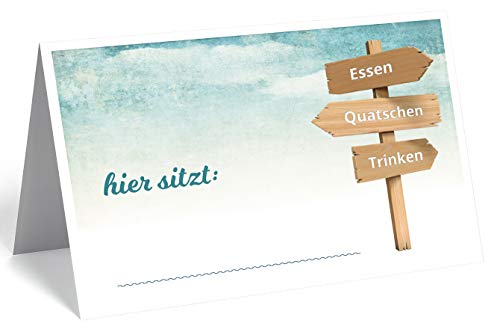 50 edle Premium-Tischkarten -18 Motive zur Auswahl - Platzkarten 300mg - 5,5 x 8,5cm (eine Seite) - Namenskarten Namensschilder für Hochzeit Feier Taufe Kommunion (Wegweiser) Cover