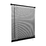 PVC Venetian Blind Blinds Easy Fit Curtains Trimmable Fittings Windows Treatment Shutters Twist Open Close Living Room Kitchen Garage Caravan Camping Customiseable Blinds (Black, 45x150)
