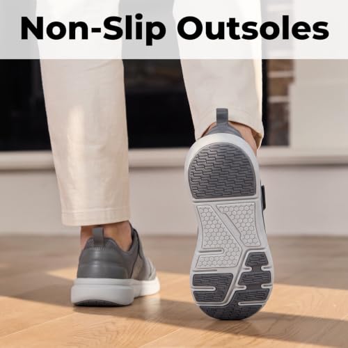 Image of FitVille Wide Diabetic Walking Shoes for Men, Lightweight Non-Slip Breathable Casual Shoes for Swollen Feet for Standing All Day