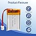 Winfox 3.7V 380mAh 702030 Lipo Battery Rechargeable Lithium Polymer Battery Pack with JST PH2.0mm Connector for Bluetooth Speaker, GPS, Smart Watch, Portable Devices