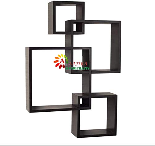 Image of Wooden Wall Shelves Set of 4 Floating Shelves for Home Kitchen Living Room & Office Decor Stylish Wall-Mounted Storage and Display Shelves (Brown)