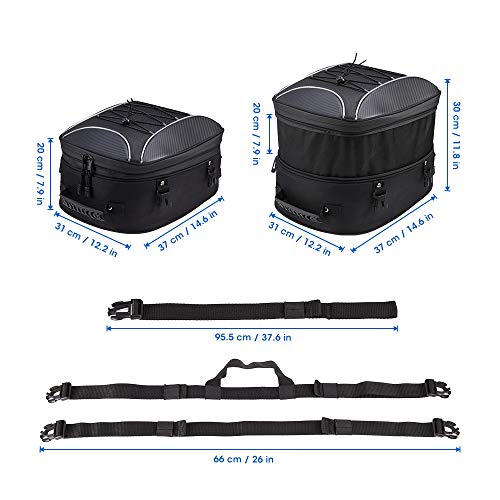 image for KEMIMOTO Motorcycle Tail Bag, Dual Use Motorcycle Rear Seat Bag with W