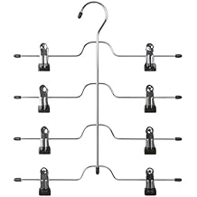 Richards Homewares Skirt and Trouser Hanger, 4-Tier 8-Clip, Black Vinyl Coated Chrome Adjustable Clips
