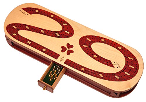 Palm Royal Handicrafts 3 Track Wooden Cribbage Board inlain in Blood Wood / Maple . 29 Cribbage Board . 3 Track Cribbage Board