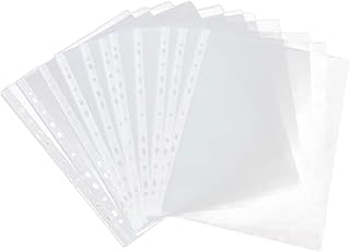 VILLCASE 100 Peças Pastas De Arquivo De Folha Pasta De Bolso De Arquivo Pastas Buraco Pré-Perfurado Fichário Bolso Documento Bolso Suporte De Papel Bolsos De Arquivo Transparente Fichário