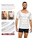 Nebility Padded Mens Compression Shirt - Short Sleeve Men Body Shaper Fake Muscle Shirts Body Builder Suit Removable Pad - White,Medium