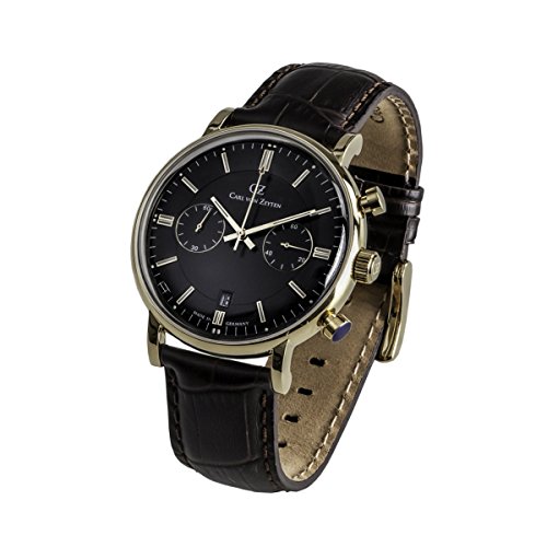 Preisvergleich Produktbild Carl von Zeyten Herren Analog Quarz Uhr mit Leder Armband CVZ0037GBK