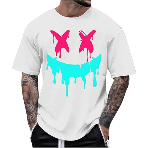 Generisch Camisetas para hombre Oversize T Shirt Men Cool Impreso Tops Tops Manga Corta Camiseta Los Ángeles Camiseta de Algodón Camiseta Deportiva Verano Transpirable Camiseta Deportiva Basic Tops