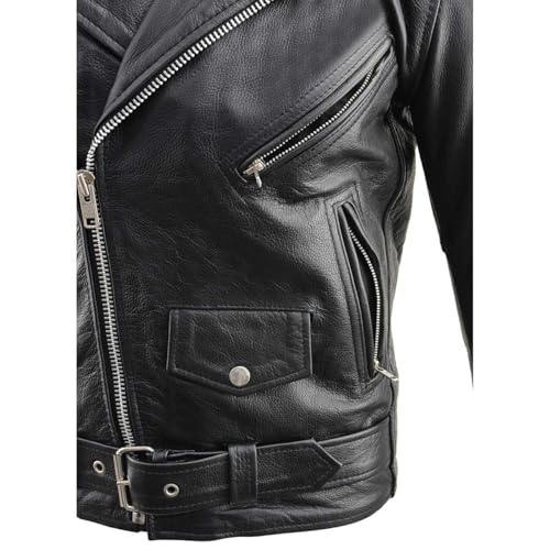 Image of Milwaukee Leather Men's Black Leather Classic Plain Side Police Style M /C Jacket - LKM1781