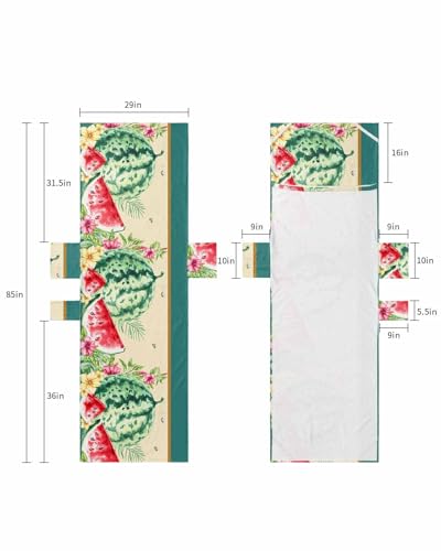 Summer Watermelon Beach Lounge Chair Towel Cover, Soft Chaise Lounge Towel with Side Pockets Patio Pool Chairs Cover for Beach/Pool Sunbathing 29x85 Tropical Botanical Floral Yellow Green