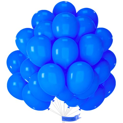 Image of PartyWoo Royal Blue Balloons 101pcs of 12 Inch Dark Blue Latex Balloons for Wedding Baby Shower Gender Reveal Anniversary Graduation Under The Sea Men Birthday Bachelorette Party Decorations Blue-Y5