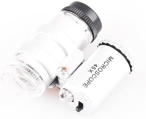 Mini 45x Adjustable Focus Microscope Magnifier w/ 2 Led Light Coin Grading Loupe +Bag
