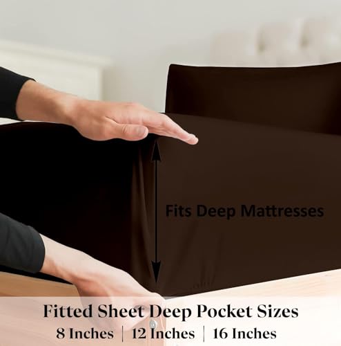 Image of 6 Sided Zipper Mattress Protector 75 inchx60 inchx8 inch Waterproof Mattress Cover for Queen Bed Size with 8 inch Drop Thick (75x60x8 inch,Brown)
