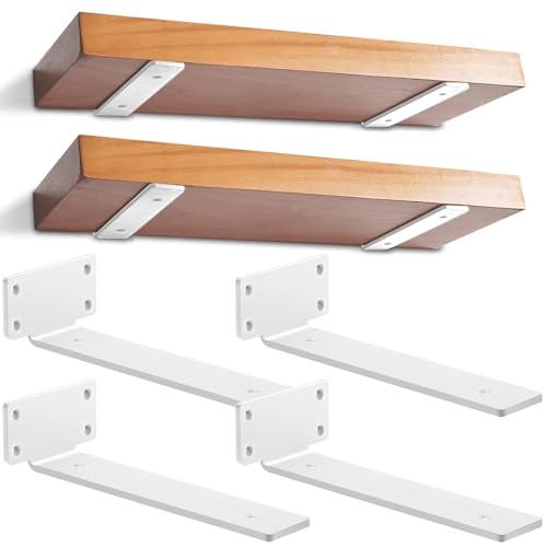 4 Pezzi Staffe per Mensole Galleggianti, Staffe per Mensole Pesanti, Supporto da Appendere Alla Parete, Staffe a L, Supporti per Scaffali Invisibili (Bianco, 30 cm)