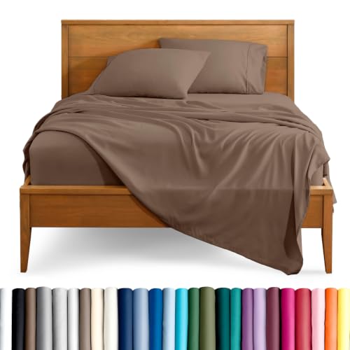 Bare Home Queen Sheet Set - 1800 Ultra-Soft Microfiber Queen Bed Sheets - Double Brushed - Deep Pockets - Easy Fit - 4 Piece Set - Bedding Sheets & Pillowcases (Queen Taupe)