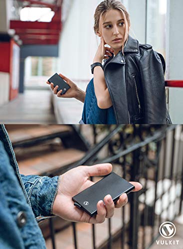 Image of VULKIT Aluminium RFID Blocking Pop Up Wallet Aluminum Security Card Case for Man and Women -Holds 4-6 Cards (Space Grey)