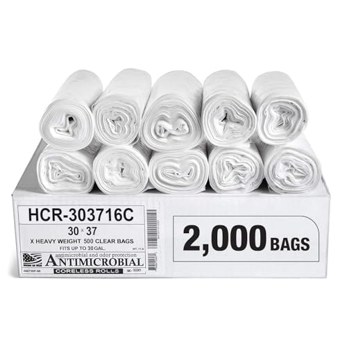 Image of Aluf Plastics 30 Gallon16 Micron (eq) Clear Trash Bags 30 inch x 37 inch 2000 Count