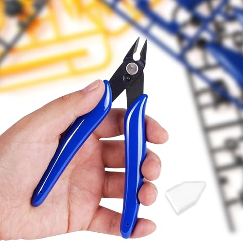 Image of Micro Wire Cutter 5-inch,Precision Flush Cut Nippers,Small Side Cutting Pliers for Jewelry,Electronics,3D Printing,Plastic Models,Blue
