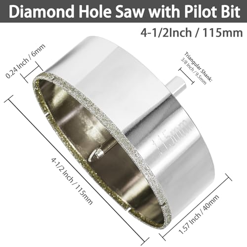 Image of 4-1 /2 Inch Diamond Hole Saw with Pilot Drill Bit