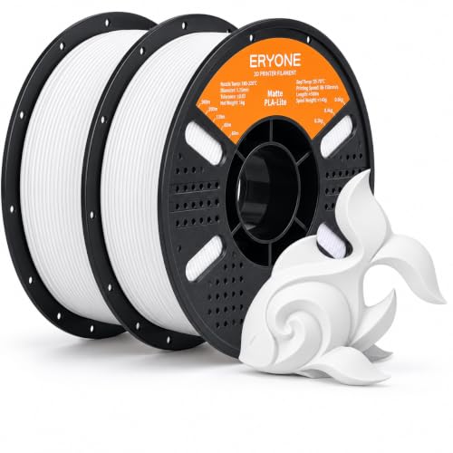 Image of ERYONE Matte PLA Lite 3D Printer Filament 1.75 + /- 0.03mm, Matte Filament 2KG(2.2LBS) Spool, White