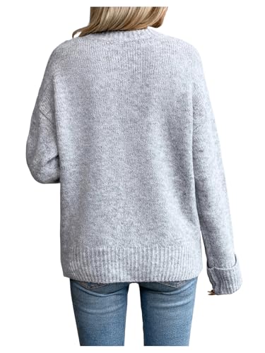 SweatyRocks Women's Oversized Sweater Long Sleeves Crew Neck Casual Knitted Pullovers Tops2