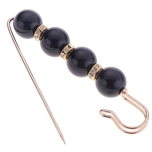 Homyl Broche de Sécurité pour Femme Épingle Vêtement Bijoux en Métal et 4*Perle d’ABS - Noir Cover