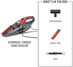 Dirt Devil Scorpion Max Aspirateur à main à cordon d'alimentation, Vac à main légère avec aspiration puissante pour le nettoyage de la maison et de la voiture, SD20005VCA, rouge