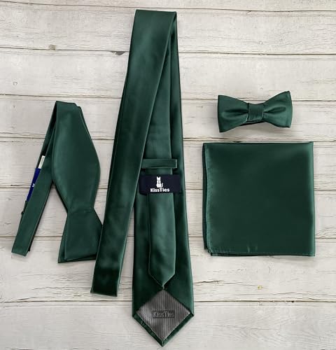 Image of KissTies 6PCS Satin Pocket Square Plain Color Handkerchief Gift Set