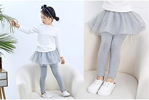 Little Girls Footless Leggings with Tutu Ruffle Twinkle Star Skirt Stretchy Cotton Pantskirt - Image 3