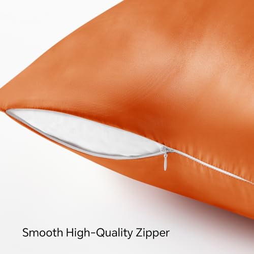 BEDELITE Satin Pillowcase with Zipper, Burnt Orange King Size Pillow Cases Set of 2, Super Soft and Cooling Similar to Silk Pillow Cases, Gift for Women Men(20x36 Inches)