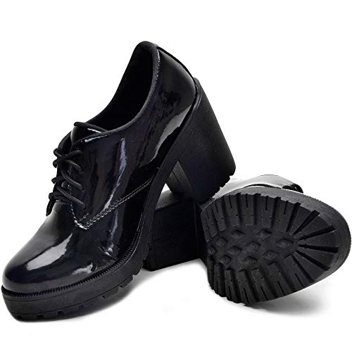 Sapato Oxford Feminino Casual Social Com Cadarço Sapatofranca Branco E Preto