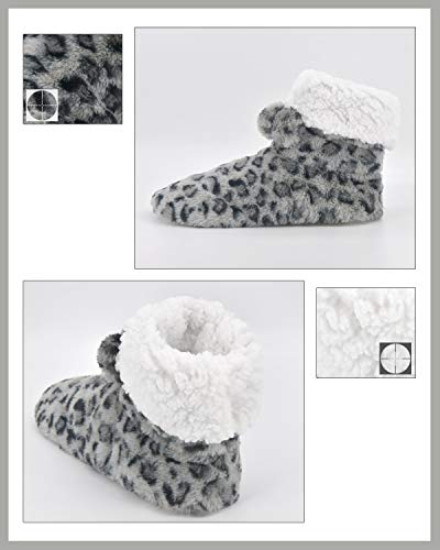 Image of DICUIRD Womens Thick & Warm Slipper Socks with Grippers - Christmas House Slippers