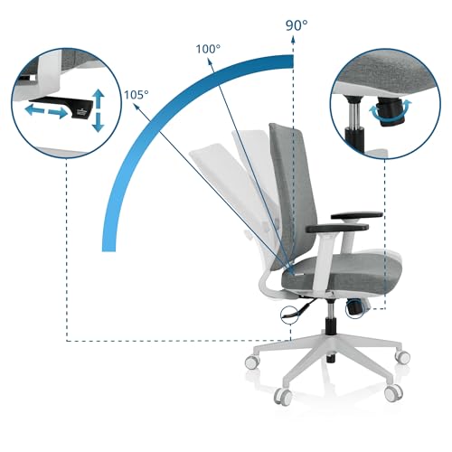 Chaise de bureau ergonomique grise hjh OFFICE COMFIO 810034 - 5