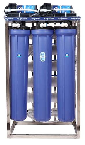 Image of AQUA MARINE 100 LPH Commercial RO Water Purifier System ROPlant 100Liter Per hour Stainless Steel Fully Automatic with auto shut off sensor TDS adjuster and Cover uv inbuilt (100LPH)