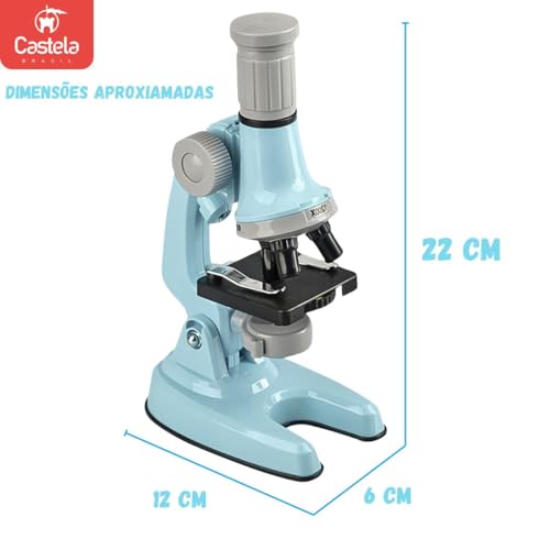 Microscópio Infantil Óptico Brinquedo Educativo Azul Castela