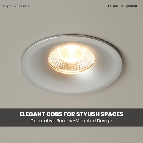 Image of Havells Crysta Deco Cob 18W 6K Silver,Led-Spotlights,Energy Efficient,Long Life of 25000 Burning Hours,Beam Angle of 36,Metal Body Cob with Independent Driver,Cool Daylight (6500K)