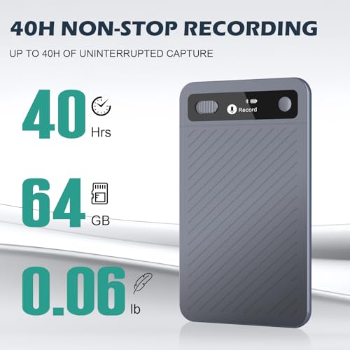 AI Voice Recorder with Transcribe Summarize: AI Noise Reduction Speaker Separation App Control 118 Languages 64GB Storage - AI Notetaker for Students Managers - Meetings Lectures Interviews — view 3