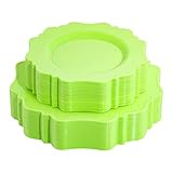 COLOSUS Disposable Plastic Plates 60Pcs, Light Green Party Plates, Heavy Duty 30 Dinner plate 10.5” and 30 Salad/Dessert Plate 8.25” for Easter Party Dinner